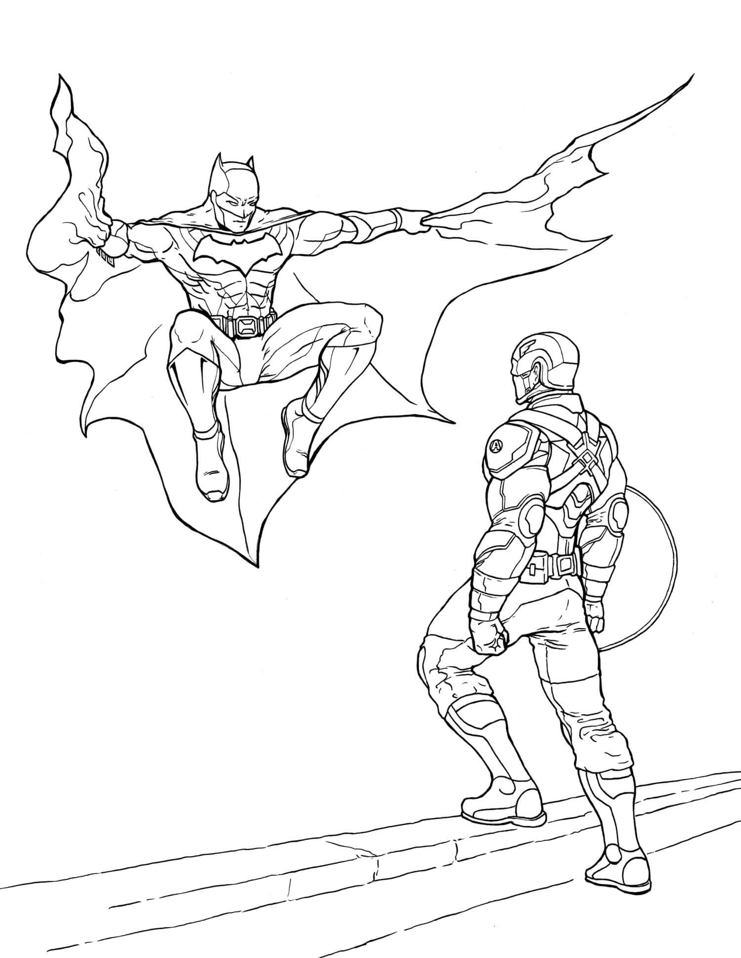 Tô màu Batman vs Capitan America