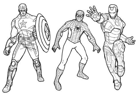 Tô màu Captain America, Spiderman and Ironman