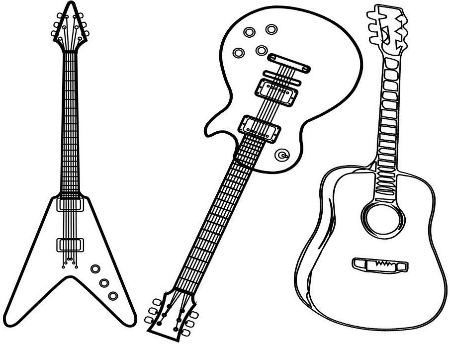 Tô màu 3 loại đàn guitar