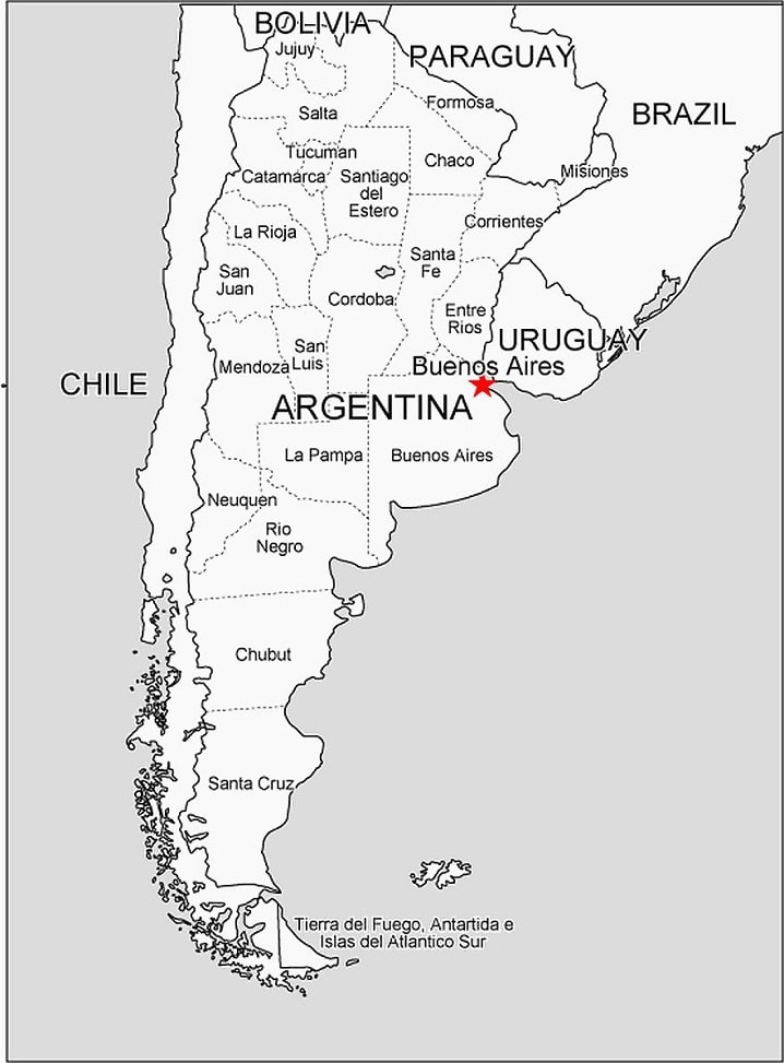 Tô màu Bản Đồ Argentina