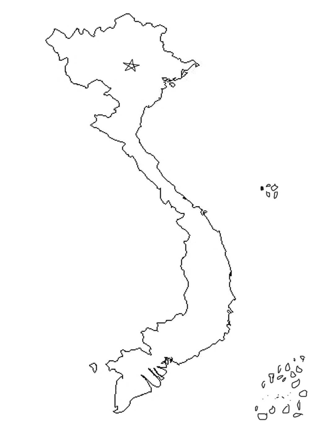 Tô màu Bản đồ Việt Nam không có ranh giới tỉnh