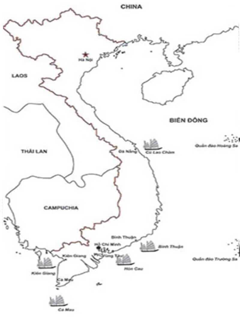 Tô màu Bản đồ Việt Nam và các vùng lân cận