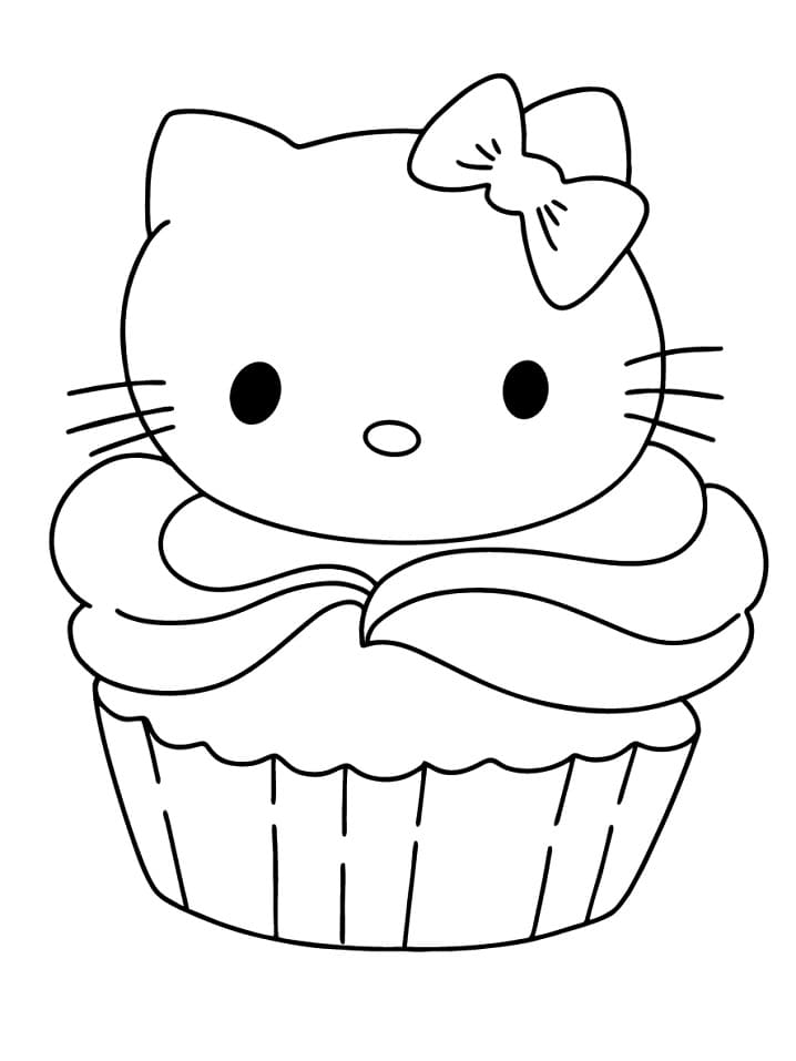 Tô màu Bánh Cupcake Hello Kitty