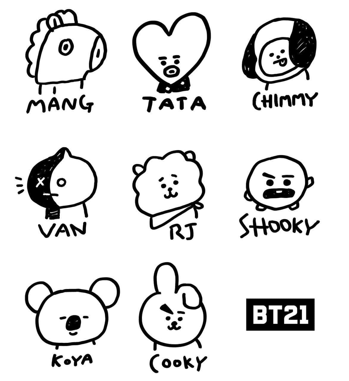 Tô màu Bộ Sưu Tập BT21 Đáng Yêu