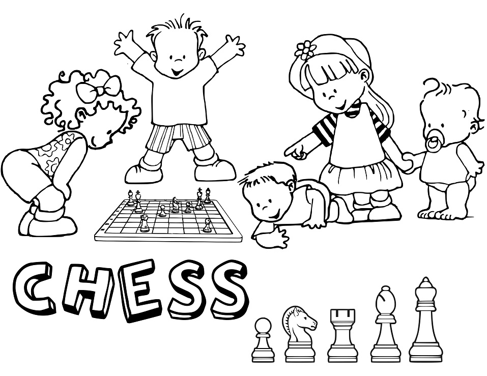 Tô màu bọn trẻ chơi cờ vua