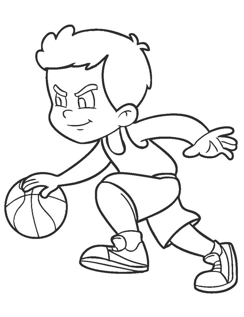 Tô màu cậu bé chơi bóng rổ