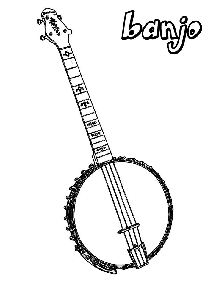 Tô màu cây đàn banjo đơn giản