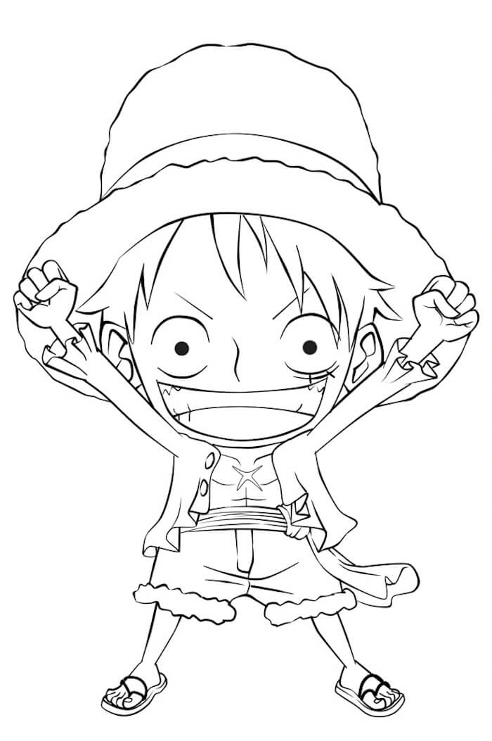 Tô màu Chibi Luffy Vui Vẻ