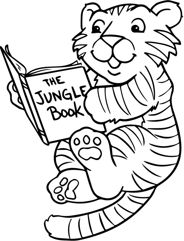 Tô màu chú hổ đang đọc sách