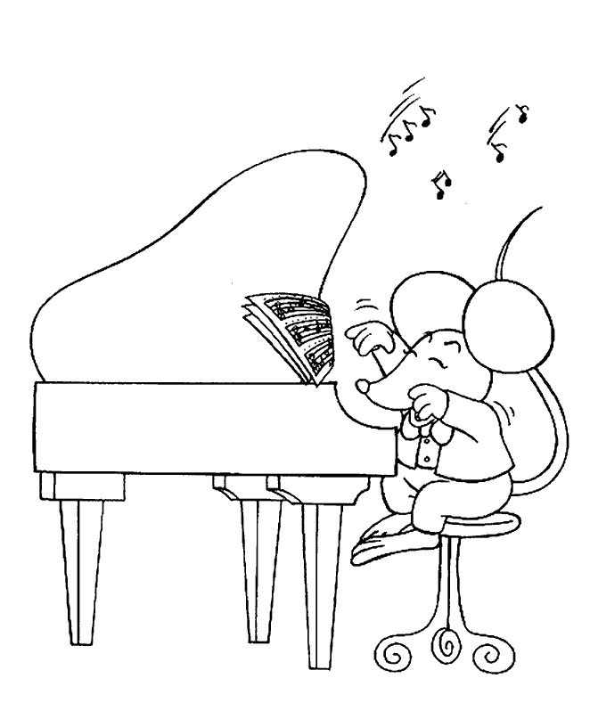 Tô màu chuột chơi đàn piano