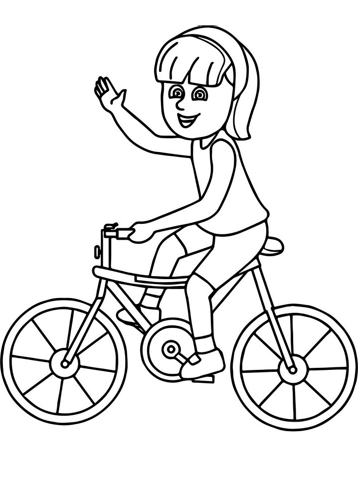 Tô màu cô bé trên xe đạp