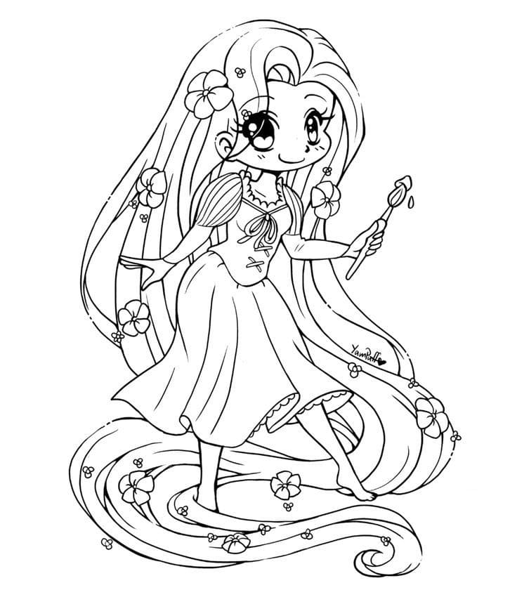 Tô màu Công Chúa Chibi Rapunzel