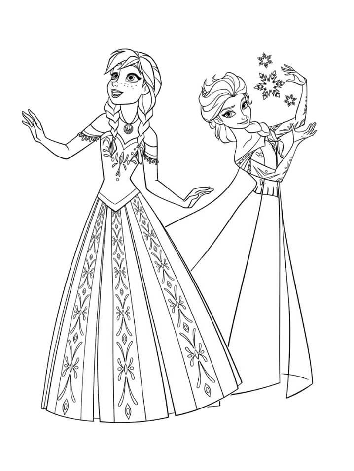 Tô màu Công Chúa Elsa Cùng Với Anna