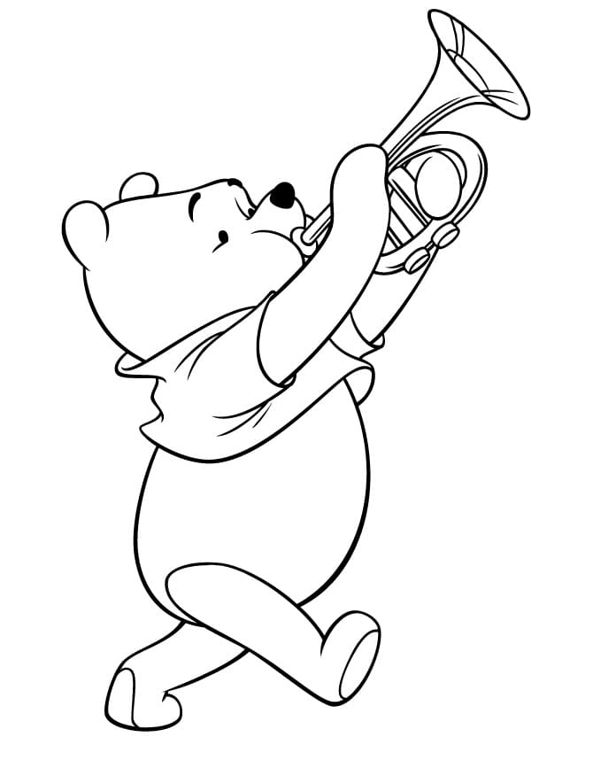 Tô màu Gấu Pooh Thổi Kèn Trumpet