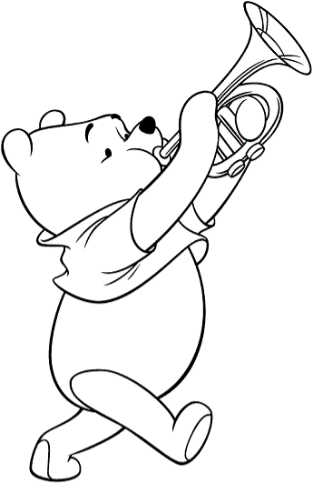 Tô màu gấu pooh thổi kèn trumpet