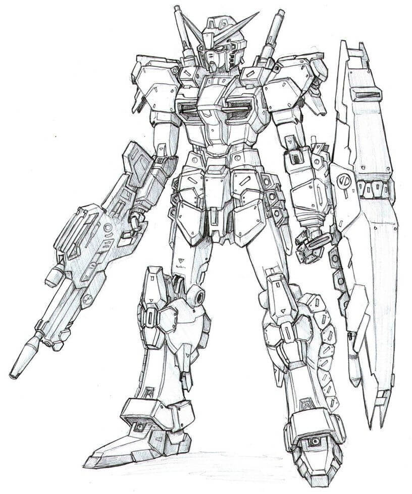 Tô màu Gundam Cầm Súng và Khiên