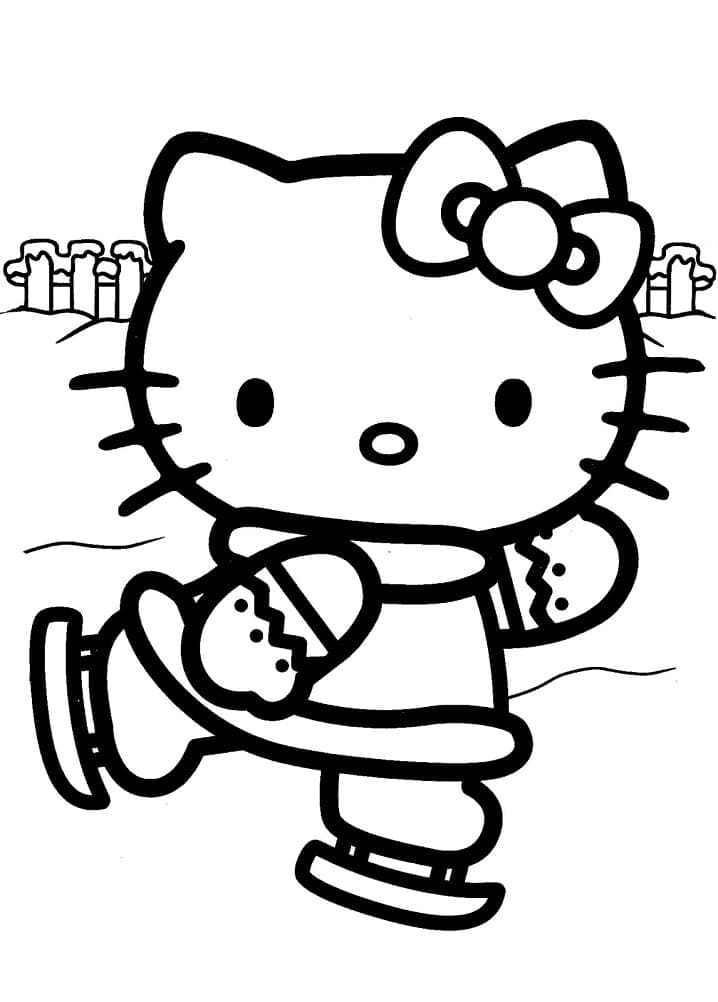 Tô màu Hello Kitty Đang Trượt Băng