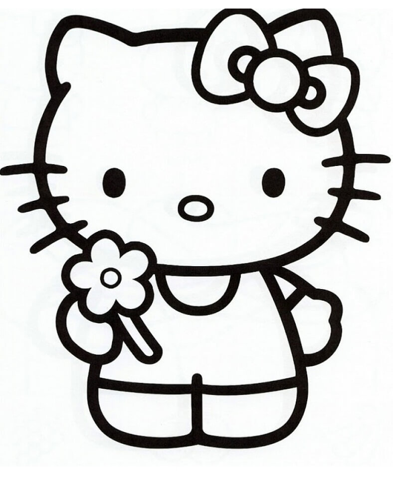 Tô màu Hello Kitty và Bông Hoa