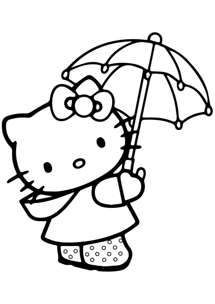 Tô màu Hello Kitty và Chiếc Ô