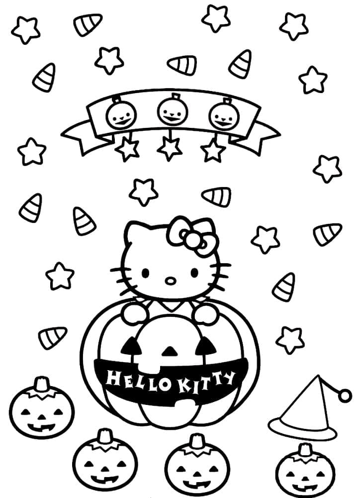 Tô màu Hello Kitty và Halloween