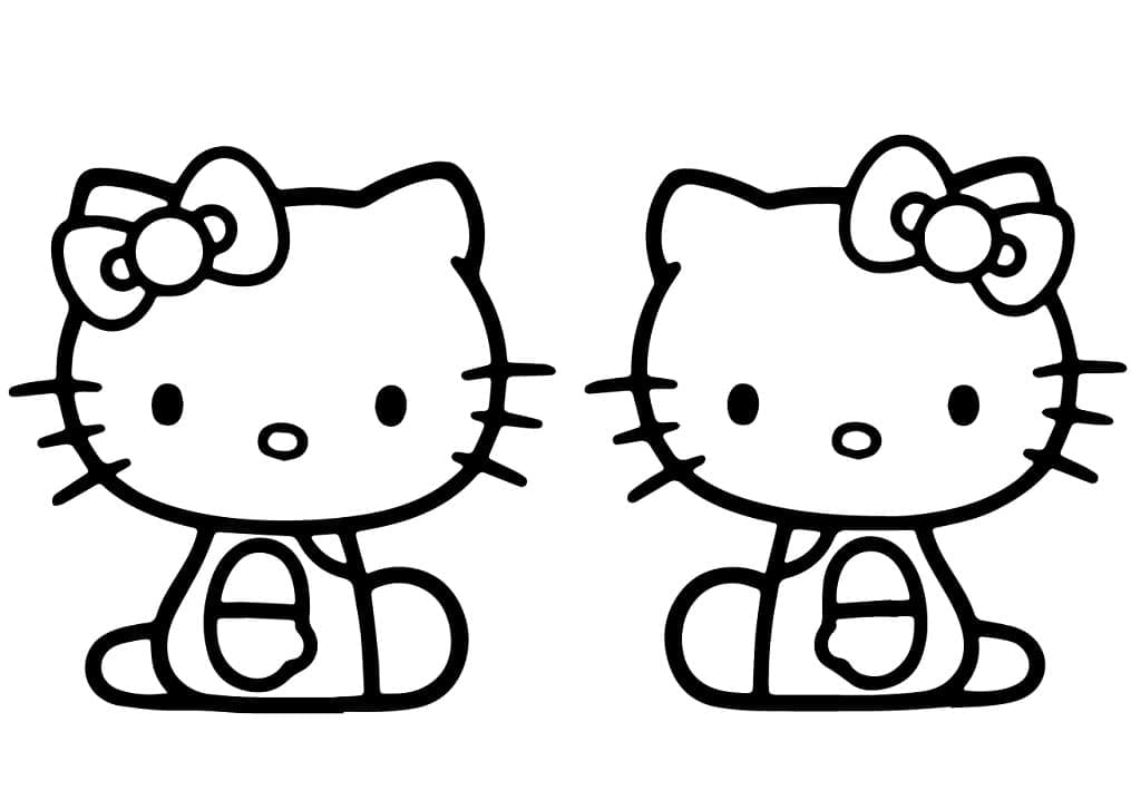 Tranh tô màu mèo hello kitty cầm ô xinh « in hình này
