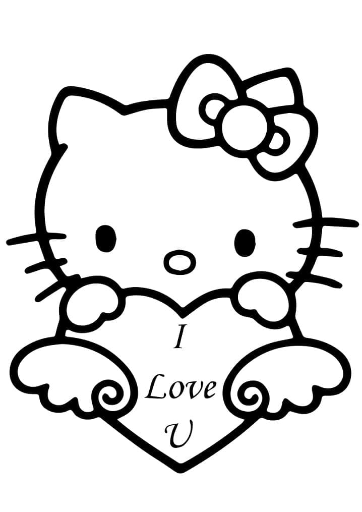 Bức tranh tô màu Hello Kitty, chú mèo đáng yêu vô cùng