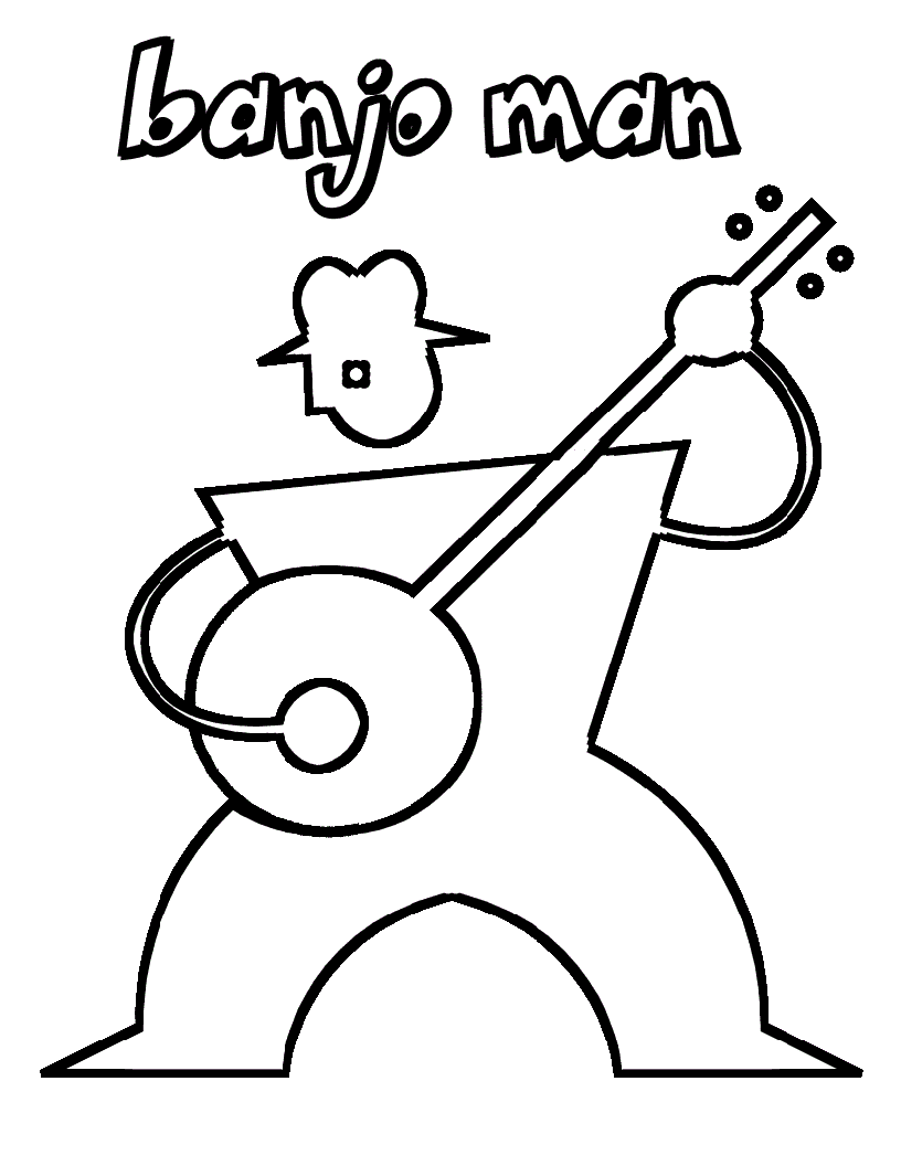 Tô màu hình vẽ người chơi đàn banjo