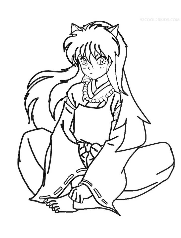 Tô màu Inuyasha Đang Ngồi