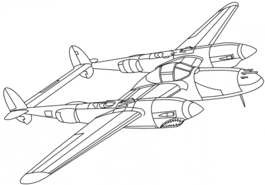 Tô màu lockheed p-38 lightning