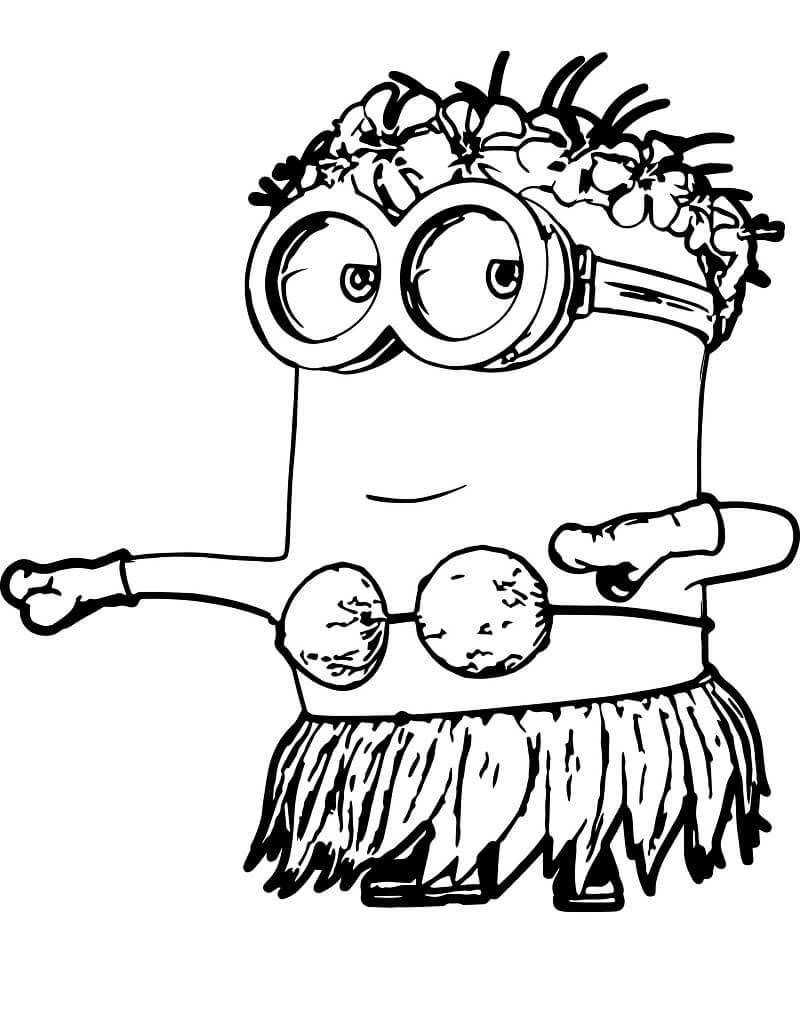 Tô màu Minion Kevin Múa Hula