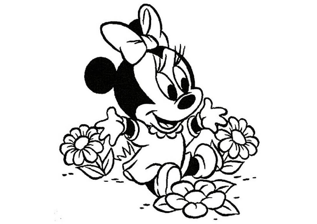 Tô màu Minnie và Những Bông Hoa