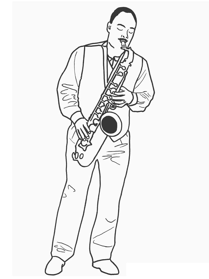 Tô màu Nghệ Sĩ Chơi Kèn Saxophone