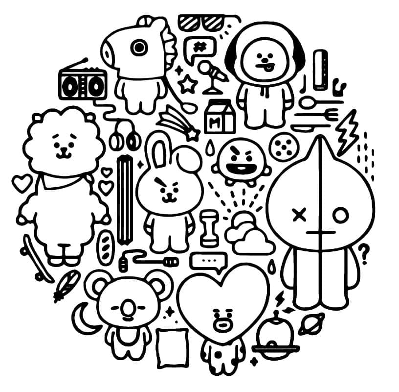 Tô màu Nhân Vật BT21 Cá Tính