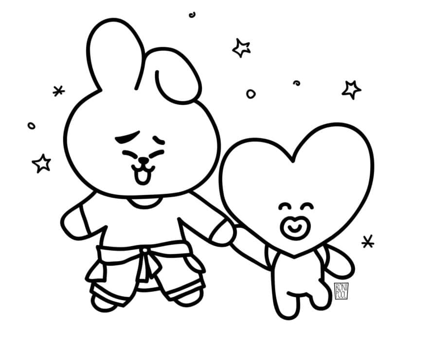 Tô màu Nhân Vật Cooky và Tata BT21