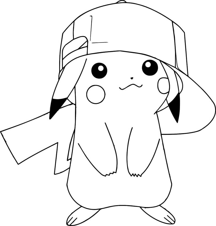 Tô màu Pikachu Đội Mũ