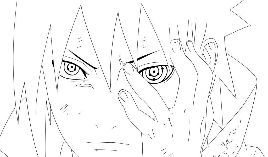 Tô màu Sasuke Sử Dụng Sharingan