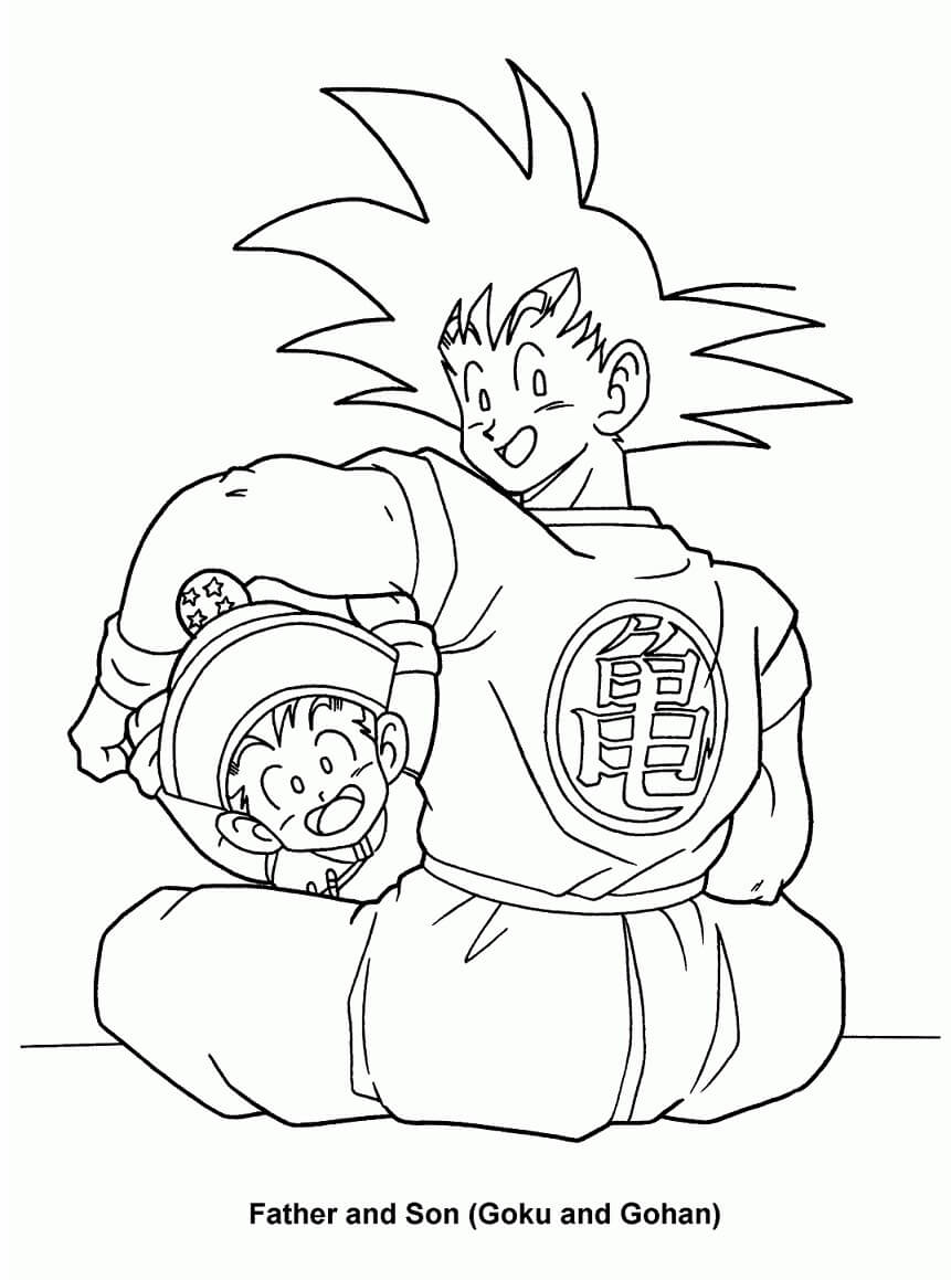 Tô màu Son Goku và Son Gohan