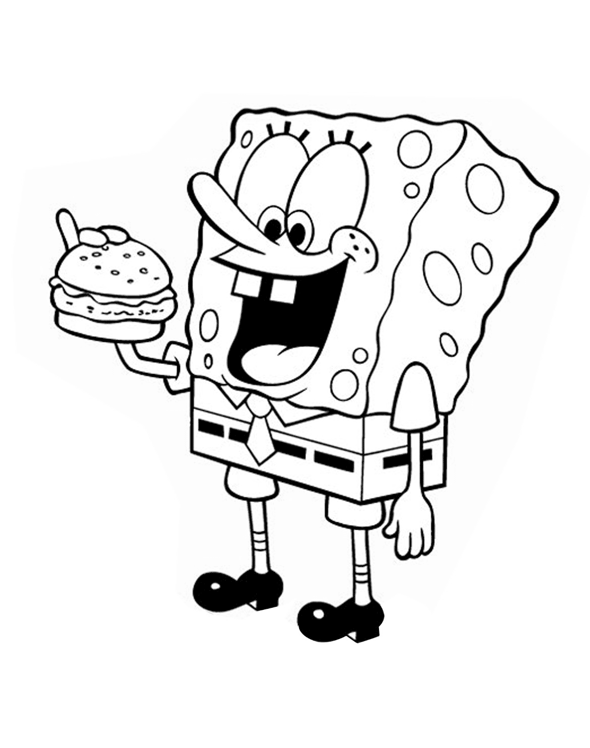 Tô màu spongebob ăn bánh kẹp
