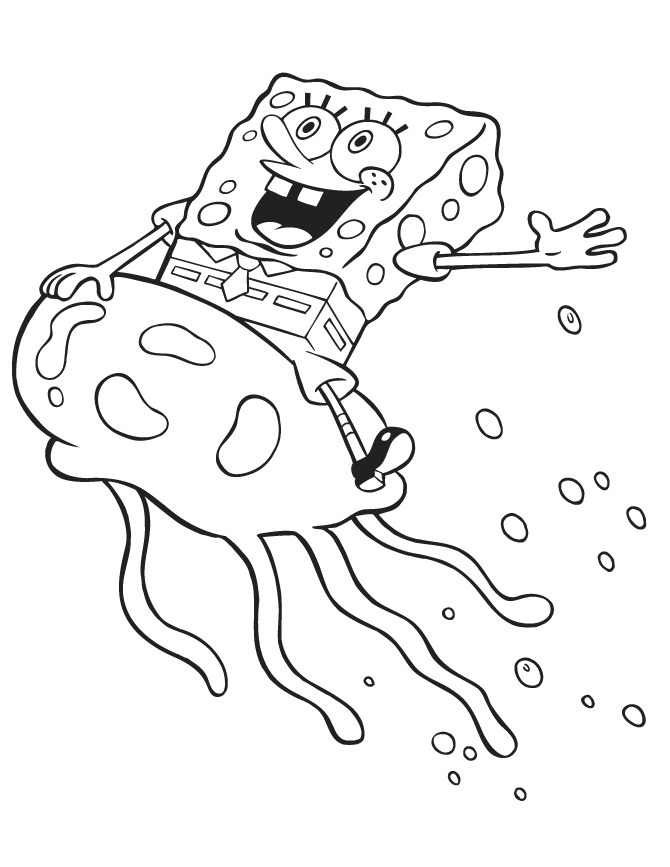 Tô màu spongebob và con sứa