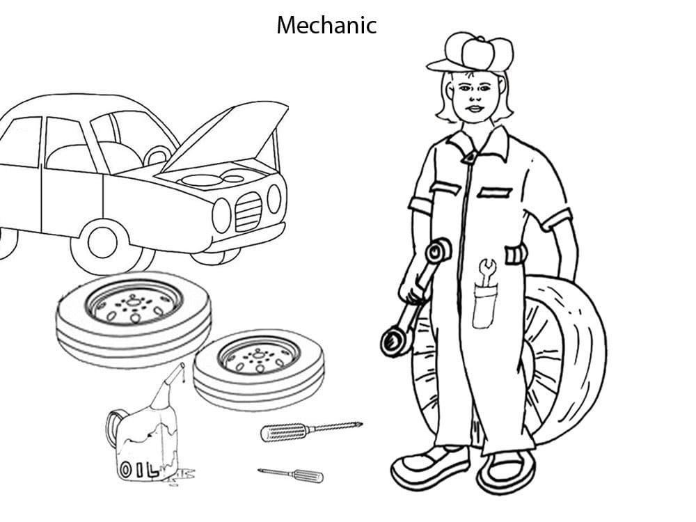 Tô màu Thợ Máy Sửa Ô Tô