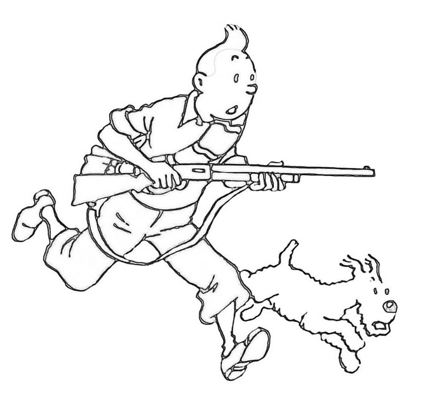 Tô màu Tintin Cầm Súng