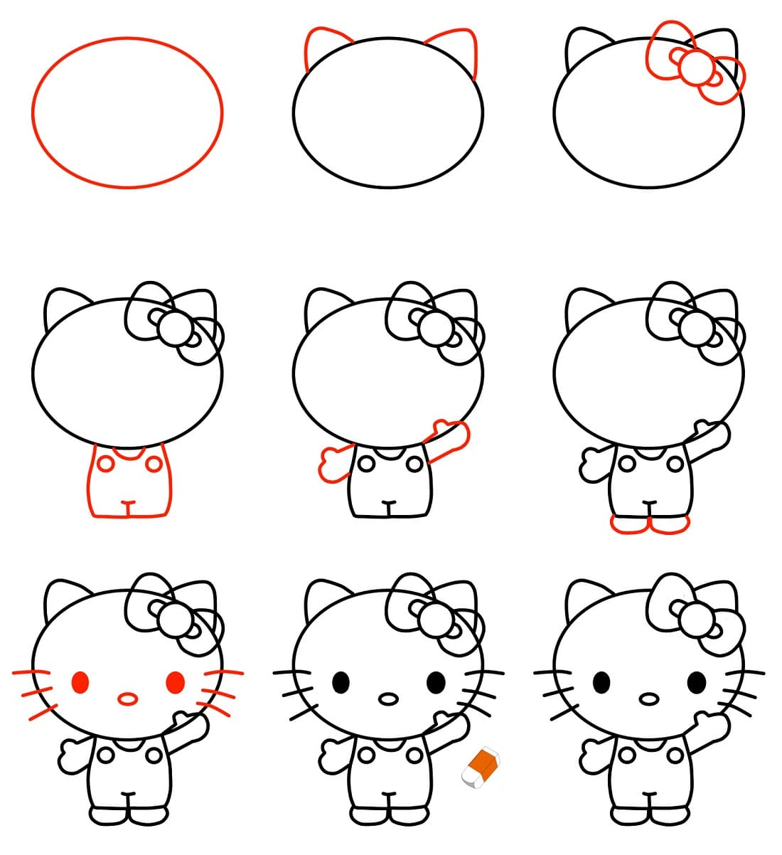 Vẽ mèo Hello Kitty - Tranh Tô Màu Cho Bé