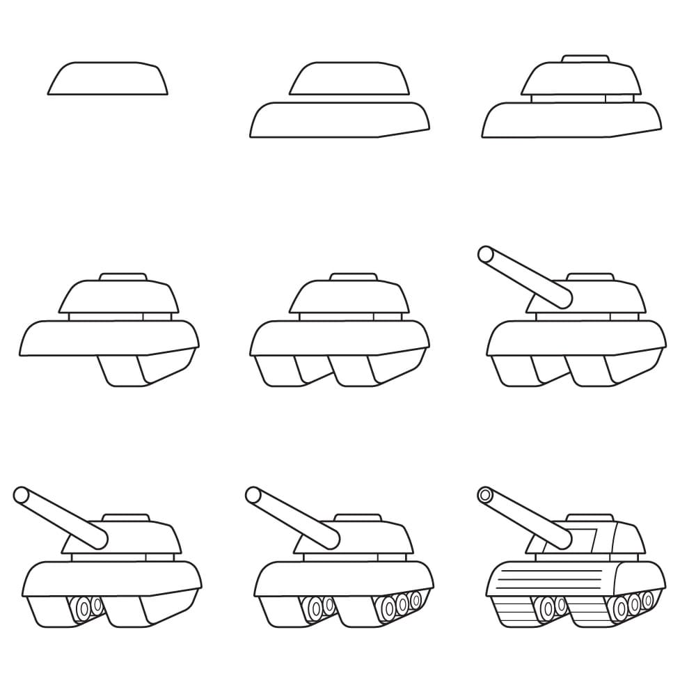 Vẽ xe tăng đại bác và tô màu cho bé | Dạy bé vẽ | Dạy bé tô màu | Tank  Halaman Mewarnai - YouTube