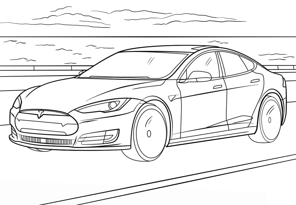 Tô màu xe ô tô tesla model s