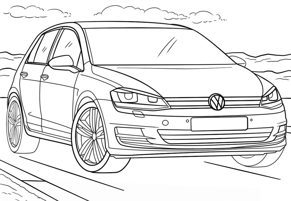 Tô màu xe ô tô volkswagen golf