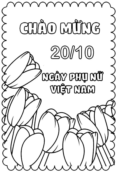 Tô màu Thiệp Chúc Mừng Ngày Phụ Nữ Việt Nam