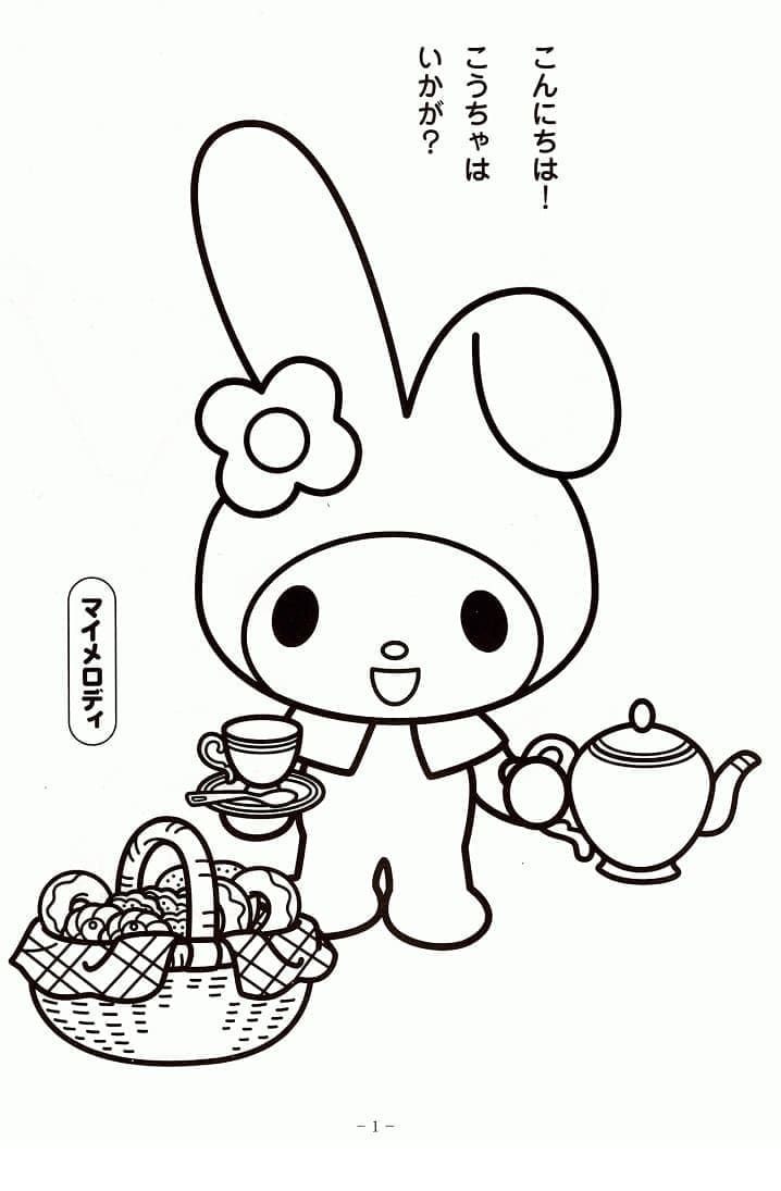 Tô màu My Melody Uống Trà