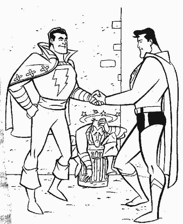 Tô màu Shazam và Superman